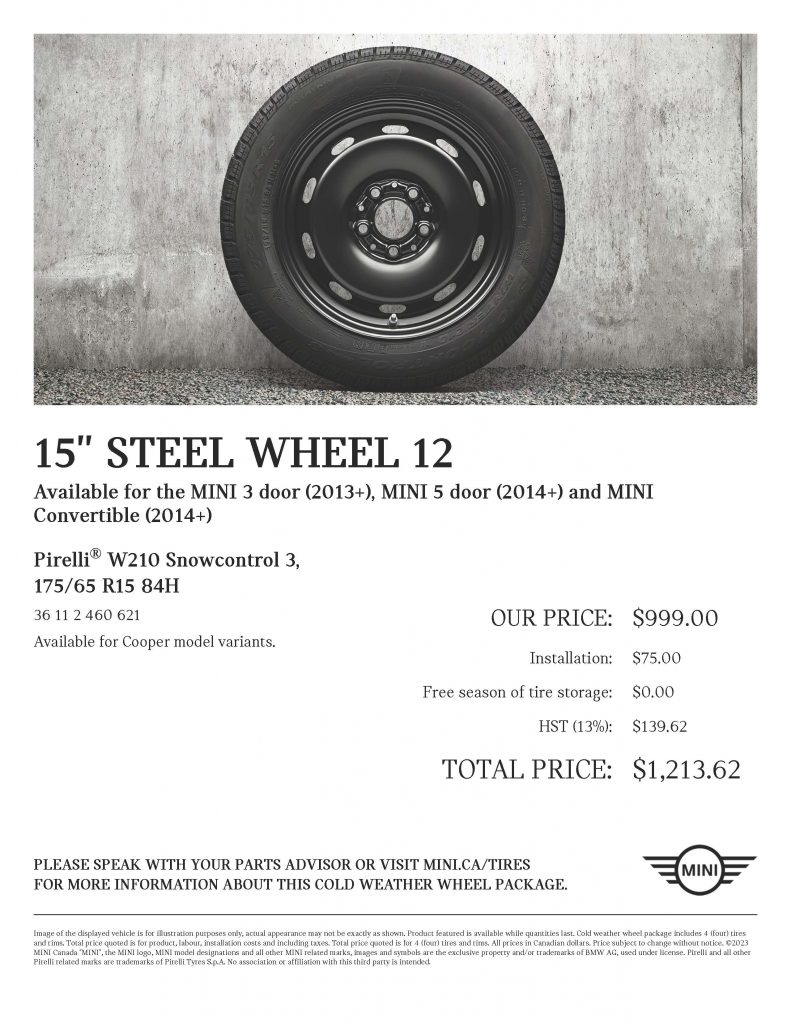 3door 15steel winter tire package 2324 Mini Ottawa